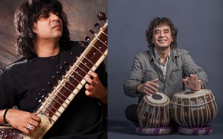 Zakir Hussain & Niladri Kumar. Photo courtesy of Edmondscenterforthearts/org